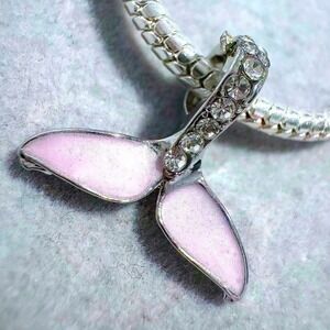 Pink Sparkling Mermaid Tail Charm fits PANDORA
